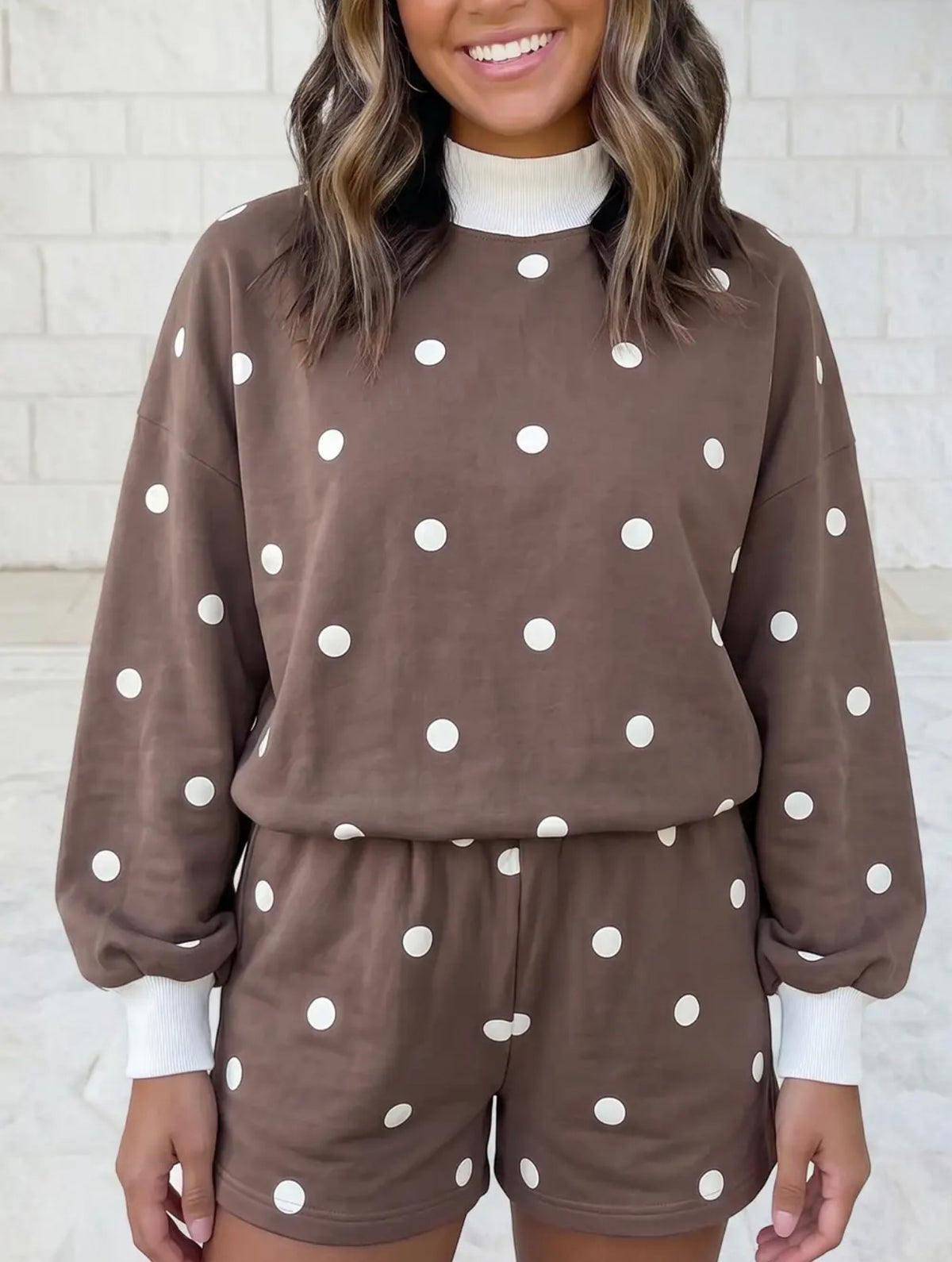 Brown polka dot set